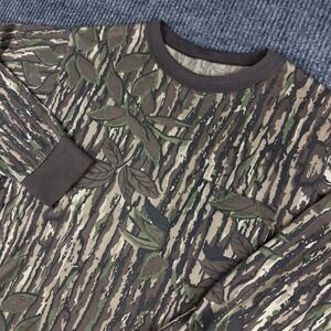 Vtg Realtree Camo Long Sleeve Pocket T-Shirt Mens Brown Bark Hunting Top Flaw